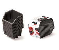 Set úložných boxu 10 ks BINEER SHORT SET 180x98x118 mm - barva: černá