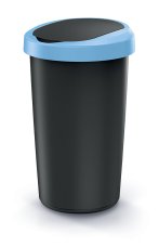 Odpadkový koš COMPACTA R FLAP recyklovaný černý se světle modrým víkem, objem 25l