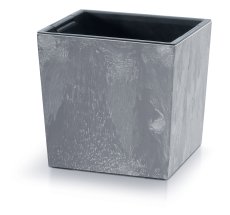 Květináč URBI SQUARE LOW BETON EFFECT 30 cm s vkladem - barva: marengo