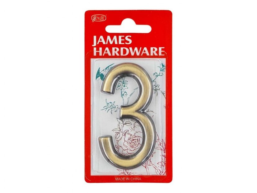Číslice "3" na dveře NZ 75mm Bronz