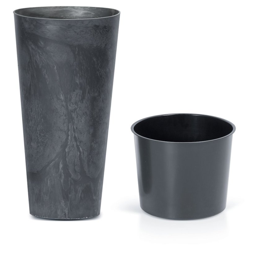 Květináč TUBUS SLIM BETON EFFECT s vkladem 40 cm - barva: šedá