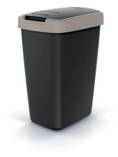 Odpadkový koš COMPACTA Q FLAP - objem: 12 l, barva: černá se svetle hnedým víkem
