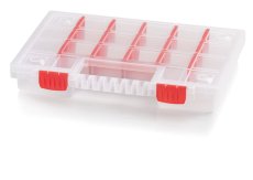 Plastový organizér 22 přihrádek (přepážky) NORT 344x249x50 mm - barva: bezbarvá