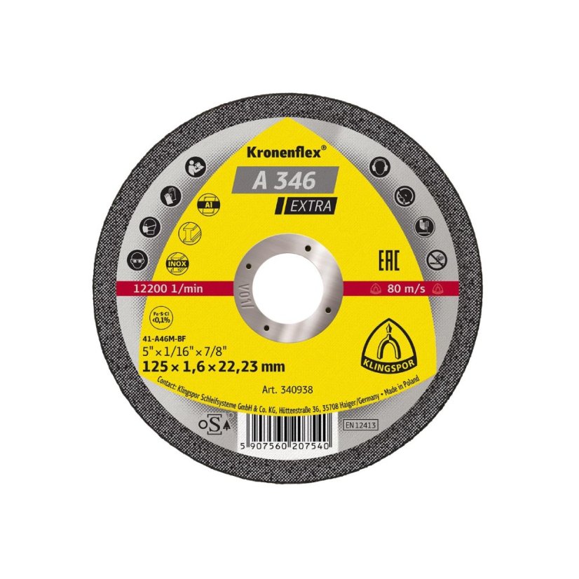 KLINGSPOR Kotouč řezný na ocel A 346 EXTRA | 115x1,6x22,2 mm KLINGSPOR Kotouč řezný na ocel A 346 EXTRA | 115x1,6x22,2 mm