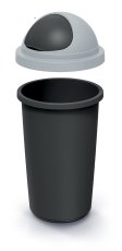 Odpadkový koš COMPACTA R Roller - objem: 50 l, barva: recykl. černá se světle šedým víkem