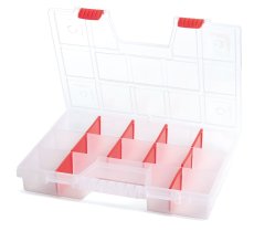 Plastový organizér 14 prihrádek (prepážky) NORT 390x290x65 mm - barva: transparentní