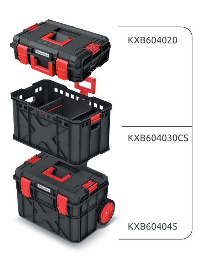 Set kufrů na nářadí a organizérů X BLOCK PRO 546x380x970 mm - barva: černá