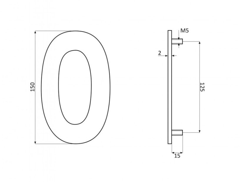 Číslice "4" fasádní 150mm NEREZ