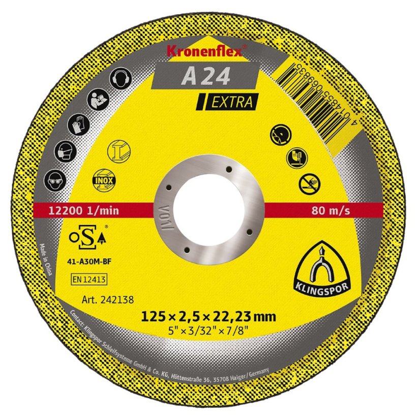 KLINGSPOR Kotouč řezný na ocel A 24 Extra A-ocel | 230x3,0x22,2 mm