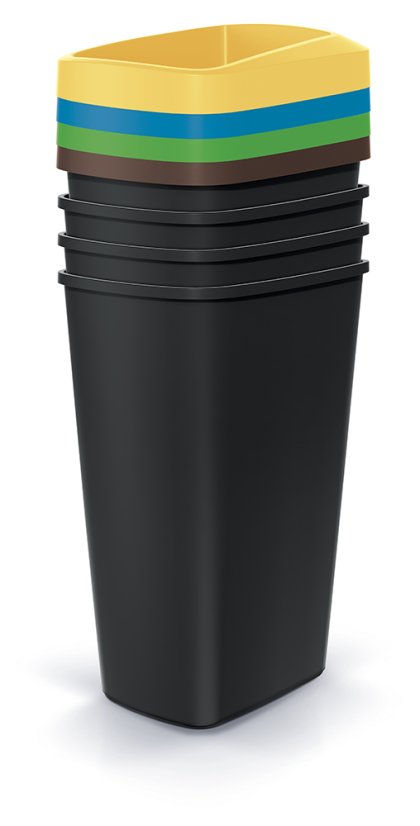 Odpadkový koš COMPACTA Q DROP SET - obejm: 4x45 l, barva: recyklovaná černá Odpadkový koš COMPACTA Q DROP SET - obejm: 4x45 l, barva: recyklovaná černá
