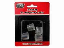 Gumové návleky na stul či židle pr.12,v.17,hl.14,5mm TRANSPARENT (sada 4 ks)