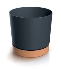 Kvetináč TUBO PM s miskou 19,9 cm - barva: antracit/naturo ECO