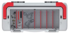 Kufr na náradí s kov. držadlem a zámky EVO 548x274x286 mm (prepážky) - barva: červená