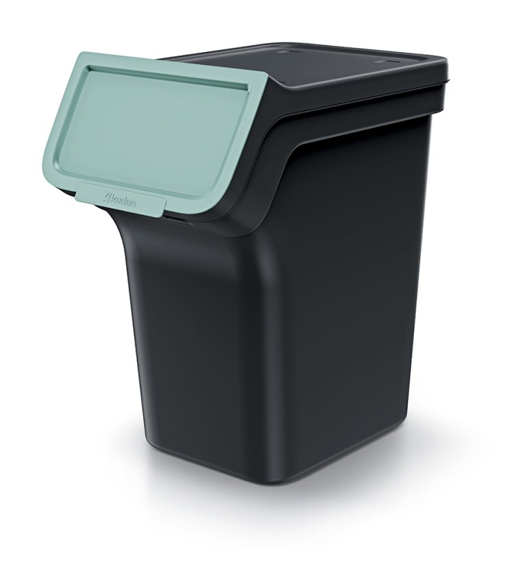 Odpadkový koš STACKBOX Q SET - objem: 4x20 l, barva: recyklovaně černá