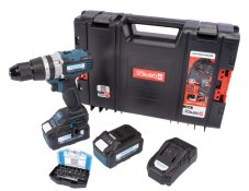 XTLINE Aku vrtačka s příklepem bezuhlíková 18 V, 70 Nm + 2 baterie 5.0 Ah + nabíječka 3.5 A + box