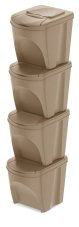 Sada 4 odpadkových košů SORTIBOX WOOD - objem: 4x25 l, barva: naturo
