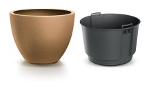 Květináč HEOS WOOD 46,9 cm s vkladem - barva: antracit