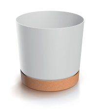 Kvetináč TUBO PM s miskou 19,9 cm - barva: bílá/naturo ECO