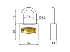 Visací zámek Fe 32mm 3kl. SU ESO (026616)