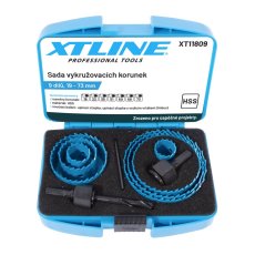XTLINE Sada vykružovacích korunek 9 dílů | 19-73 mm, plastový box