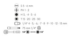 Sada bitů a adapterů s ráčnou 1/4" WESTBERG 23ks