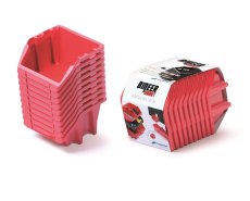 Set úložných boxu 10 ks BINEER SHORT SET 180x98x118 mm - barva: červená
