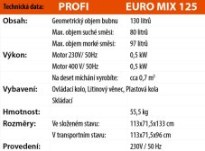 Míchačka LESCHA EUROMIX 125l 230V WS HR
