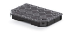 Organizér TAGER (přepážky) 284x195x40 mm - barva: černá s bezbarvým víkem