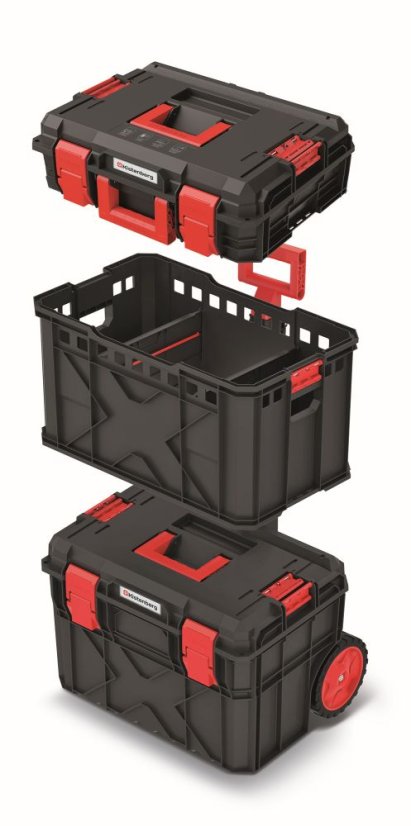 Set kufrů na nářadí a organizérů X BLOCK PRO 546x380x970 mm - barva: černá