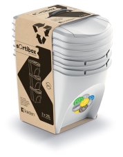 Sada 3 odpadkových košů SORTIBOX - objem: 3x25 l, barva: popelavě šedá